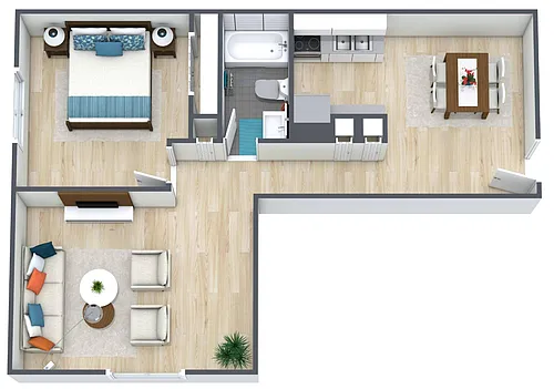 Floor plan 1BR - 1BTH Renovated