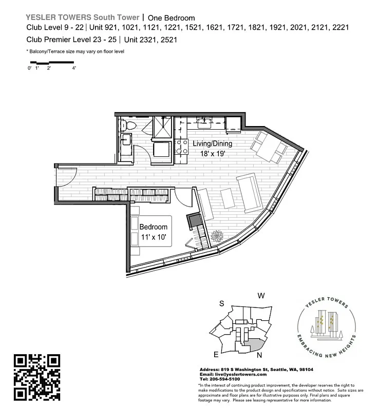 Floor plan 1x1 - Income Restricted 75% AMI