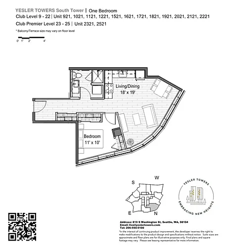 Floor plan 1x1 - Income Restricted 75% AMI