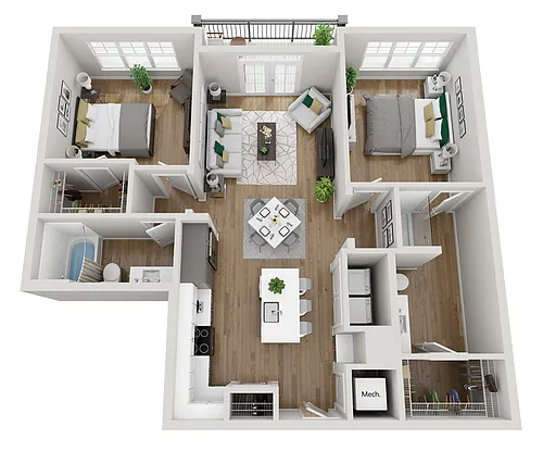 Floor plan 2B1 - Phase 2 Modern
