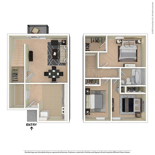 Floor plan Spring Meadow Three Bedroom Townhome