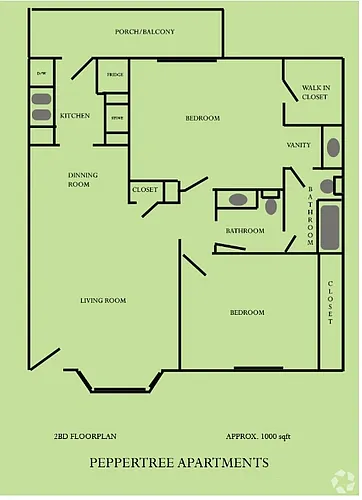 Floor plan 2 Bedroom - 900sqft