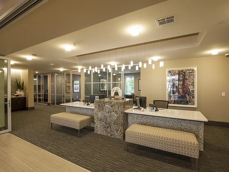 Sleek and welcoming front office space.