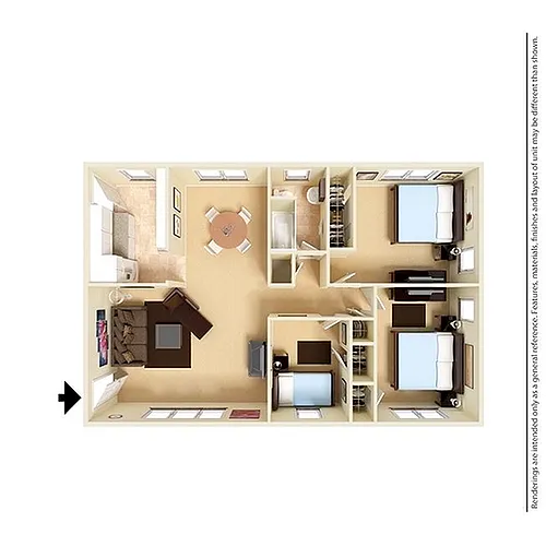 Floor plan 3 Bedroom/1 Bathroom