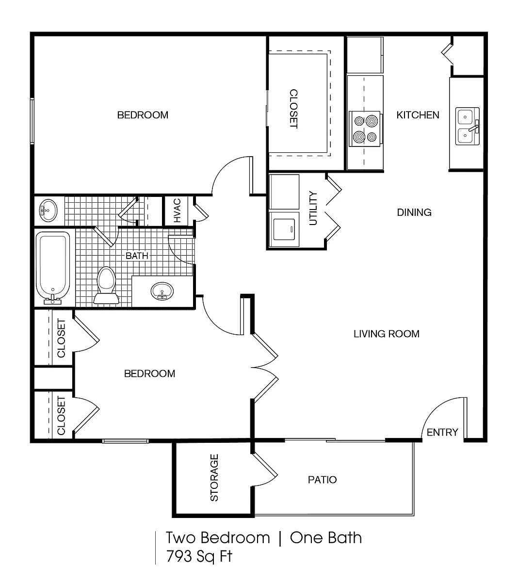 Floor plan 2 bedroom 1 bath