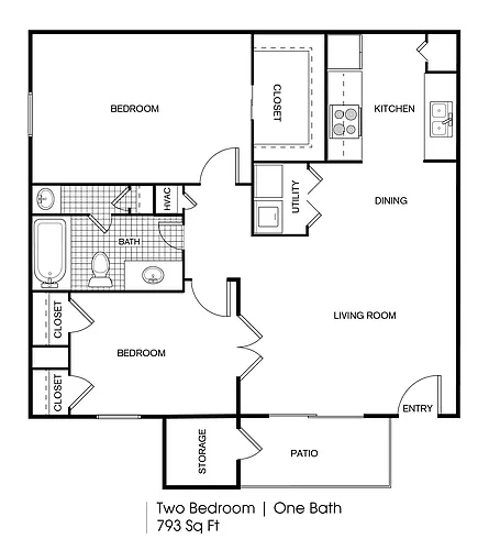 Floor plan 2 bedroom 1 bath