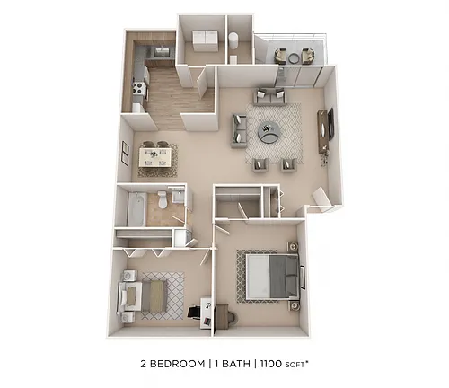 Floor plan Two Bedroom - 1,100 sqft