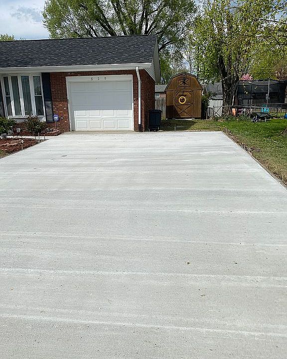 New driveway and sidewalk 