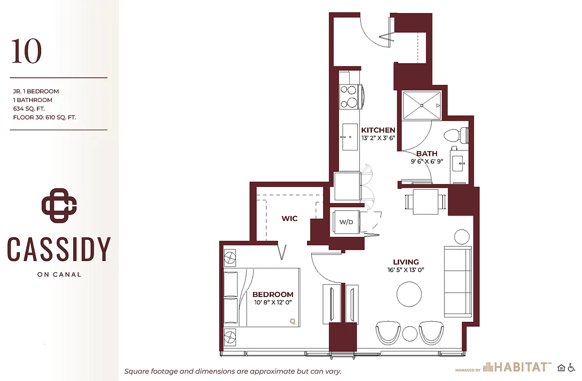 Floor plan Junior One Bedroom 10