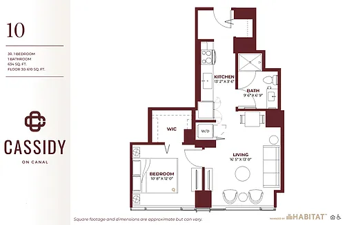 Floor plan Junior One Bedroom 10