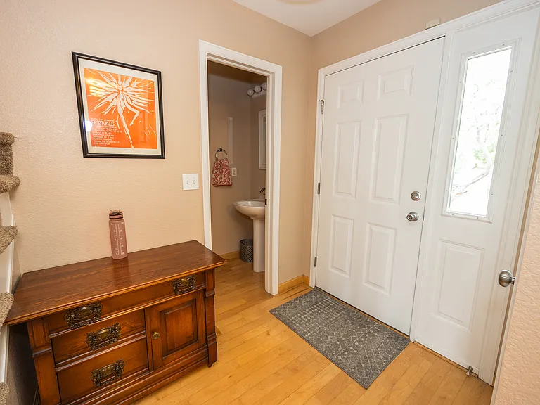 entryway and powder room
