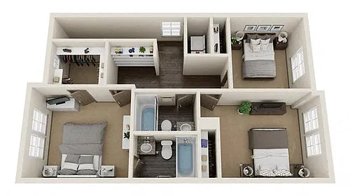 Floor plan Three Bedroom Townhome