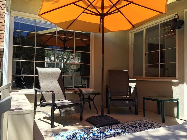 Sunny, very private back porch
