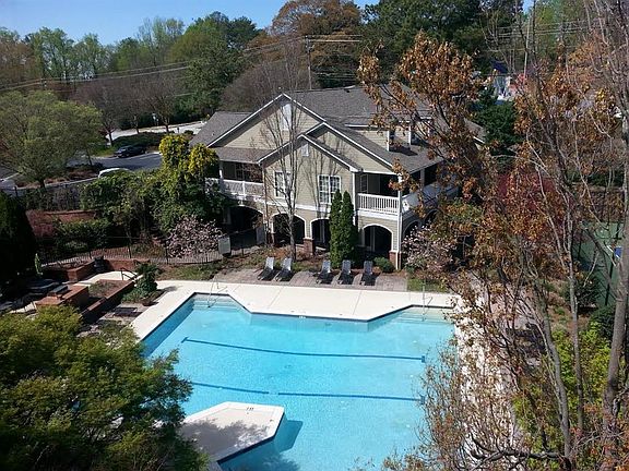Ariel view of the pool and clubhouse