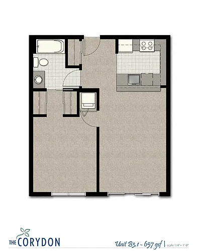 Floor plan One Bedroom B3.1