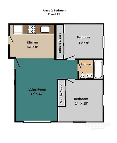 Floor plan UPDATED with beautiful New floors 2 Bed 1 Bath