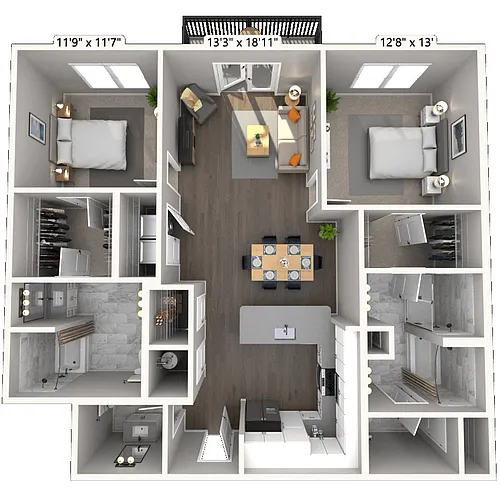 Floor plan B4 2x2 1247 SF-FP