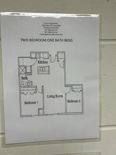Floor plan 2 Bedroom - 1 Bathroom - 865 sq ft