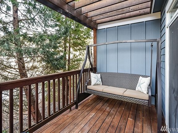 Private deck overlooking retaining pond