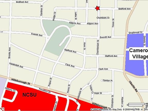 Map showing proximity to The Village and NCSU