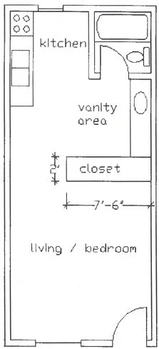 Floor plan Studio 1 Bathroom