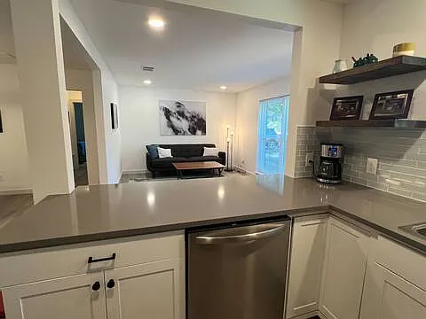 Kitchen looking into the living room.
