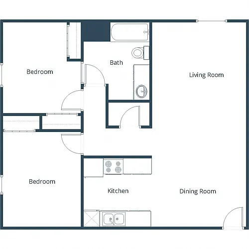 Floor plan Two Bedroom 21A