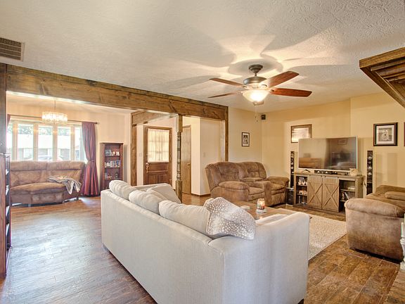 Living room and showing dining room
