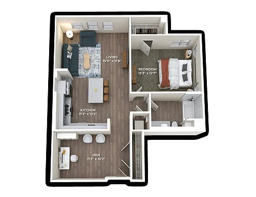 Floor plan A7 One Bedroom with Den