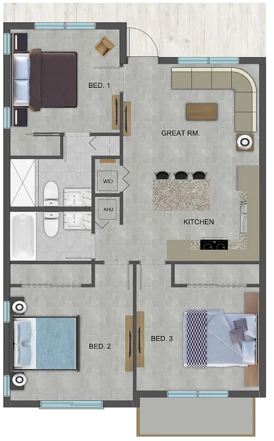 Floor plan 3 Bed Unit
