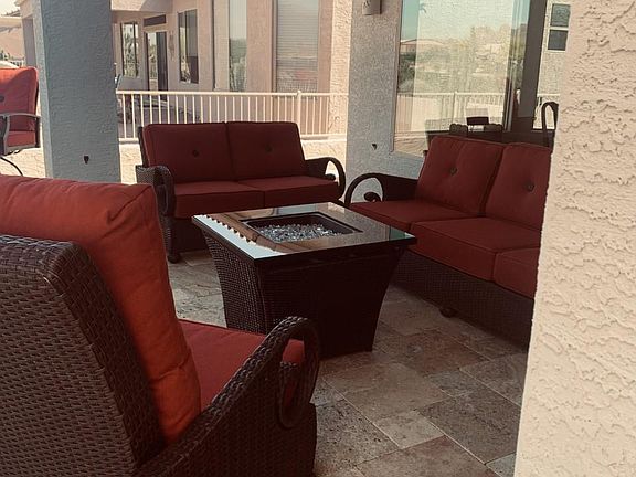 Back Patio sitting area with gas table warmer