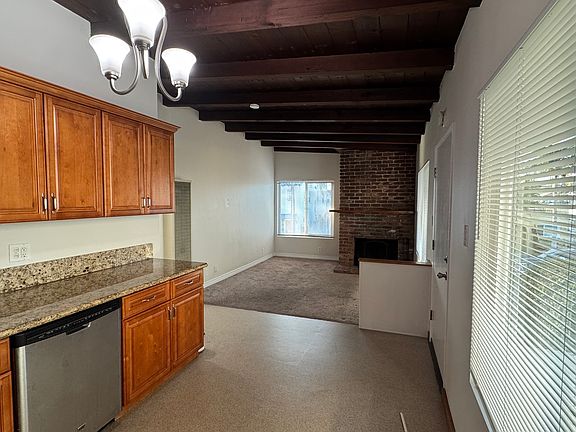 A view of the kitchen towards the living room.