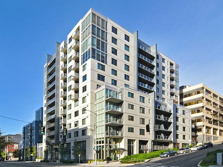 A newer building in the sleeping quarters of North Belltown.