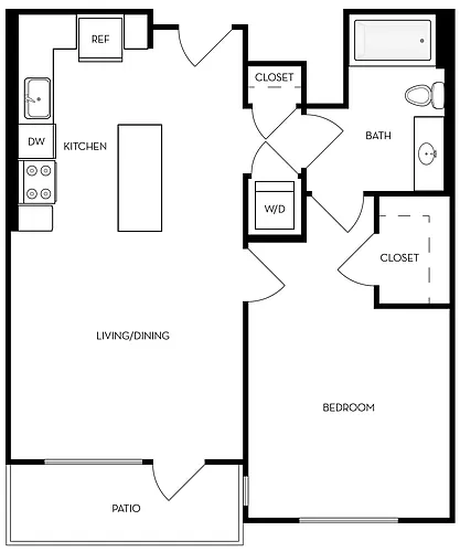 Floor plan 1 Bed, 1 Bath - Apt C