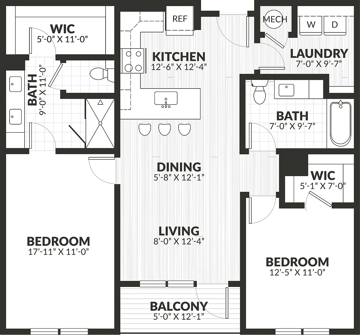Floor plan 2 Bed/2 Bath-b1
