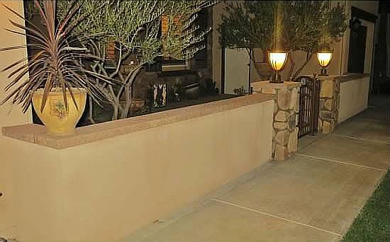 courtyard wall and lights