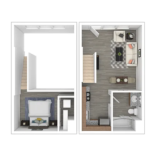 Floor plan One Bedroom Loft