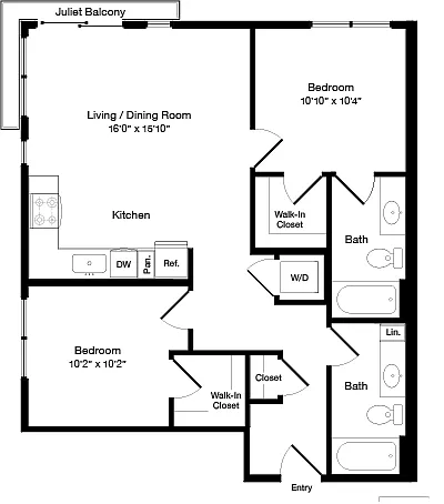 Floor plan B1 East- Floors 3-6