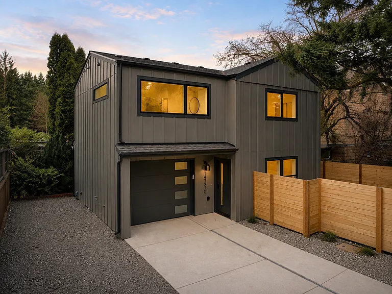 Front entry with attached garage.