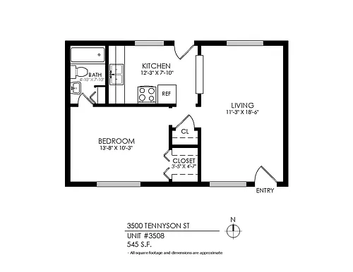Floor plan 1 Bedroom, 1 Bath