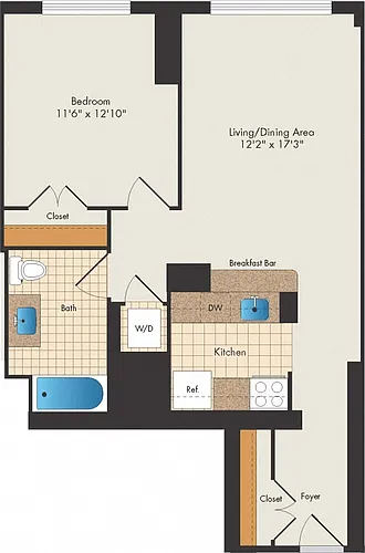 Floor plan Ashburton - 1 Bed 1 Bath