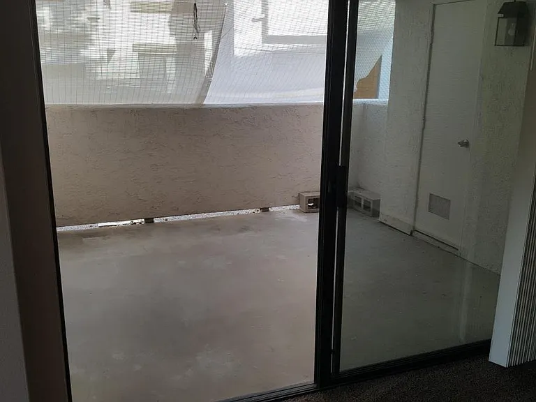large patio with storage