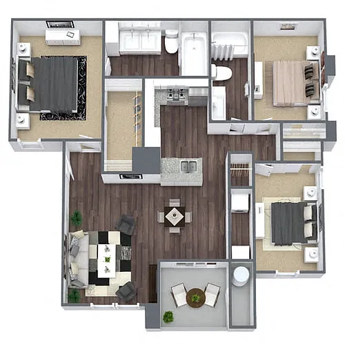 Floor plan C1: 3 Bed 2 Bath