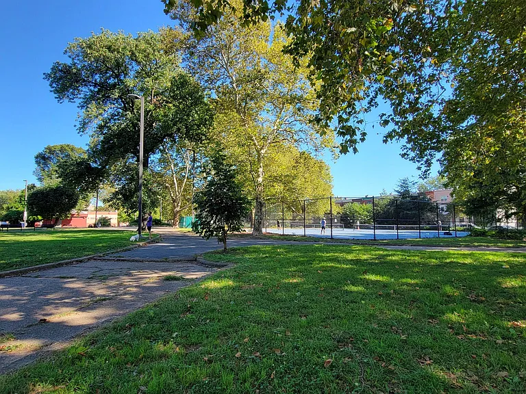 Wharton park 1 block away, with tennis courts and playground