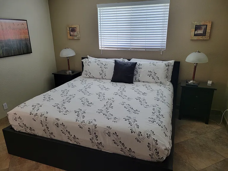 King bed in master bedroom.