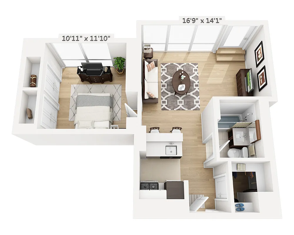 Floor plan One Bedroom (A1A-808)