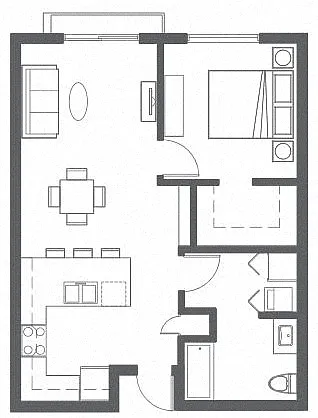 Floor plan 1X1 B