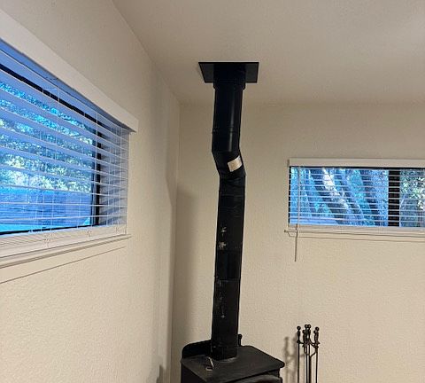 wood burning stove, wall heater also in the unit