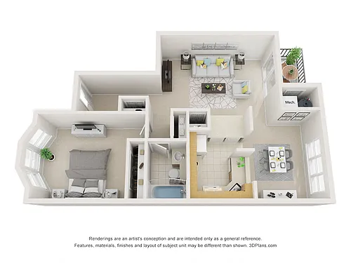 Floor plan 1 Bed A Royal Oaks