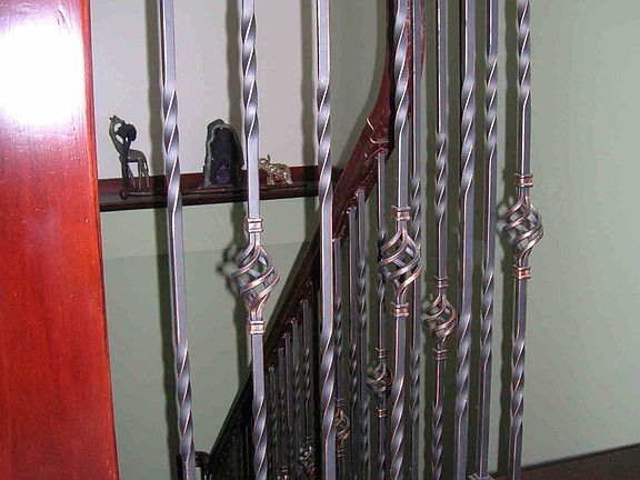 Wrought Iron Balusters w/ Cherry Trim